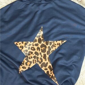 Navy Hoodie with Leopard Star Design
